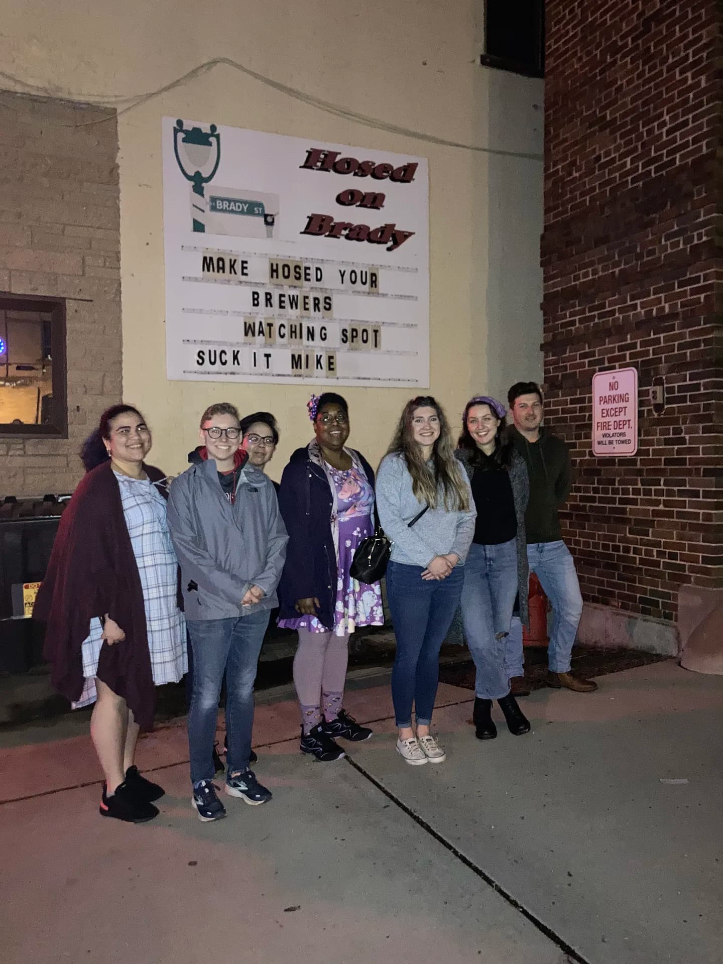Tour group outside Hosed on Brady bar