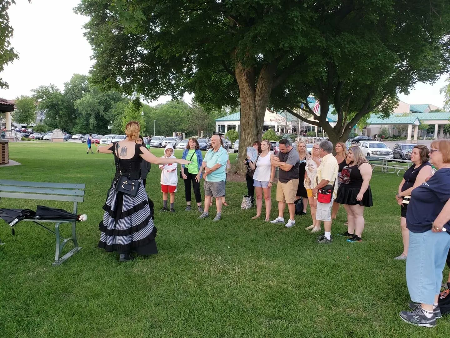 Halloween-season ghost tour with seasonal decor