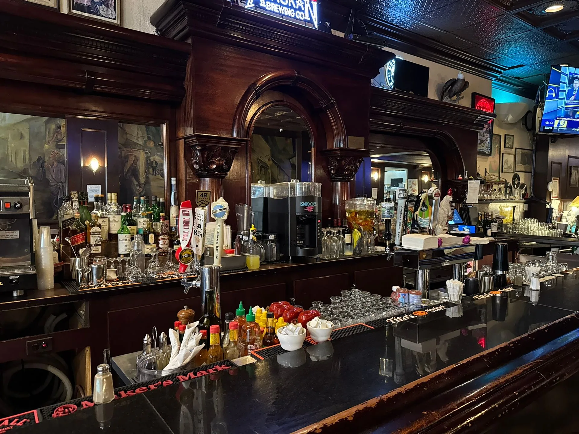 The bar at Annabelle's at the haunted Gilmore Hotel in Ketchikan, Alaska