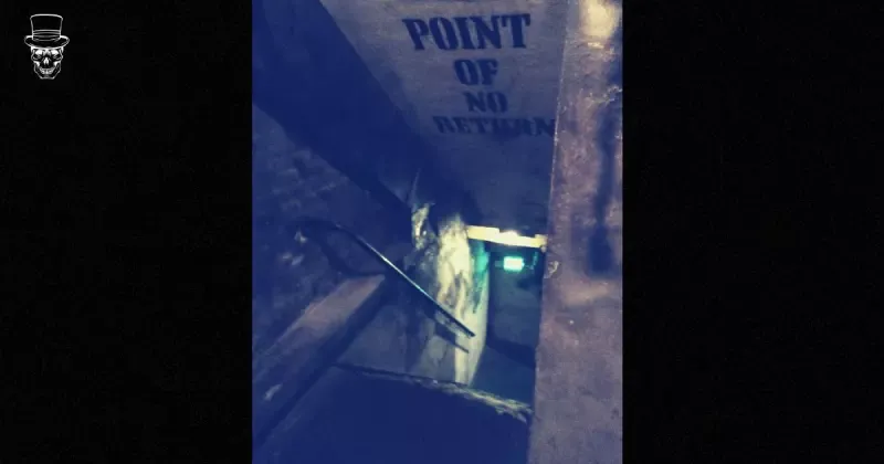 A sign that says point of no return on it