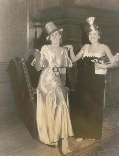 Maud Hill and friend, partying New Year's Eve 1930 