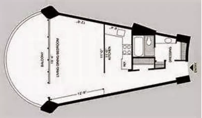 A black and white floor plan of a house with a balcony.