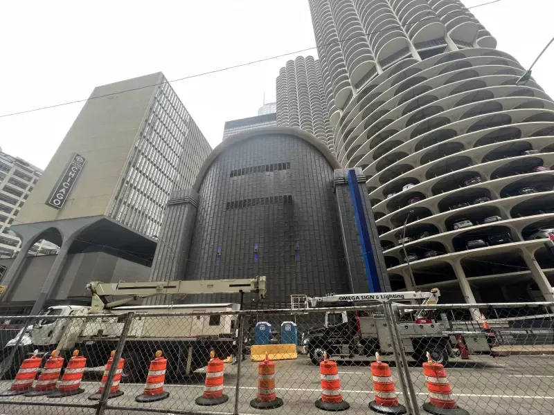 A large building is being built in a city.