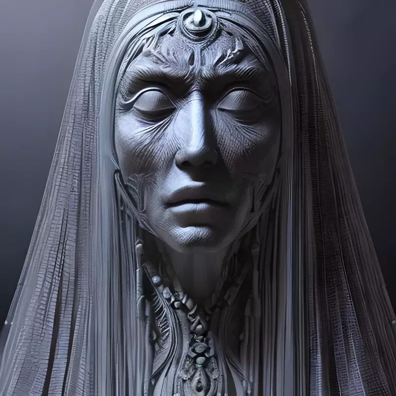 A close up of a statue of a woman with her eyes closed.