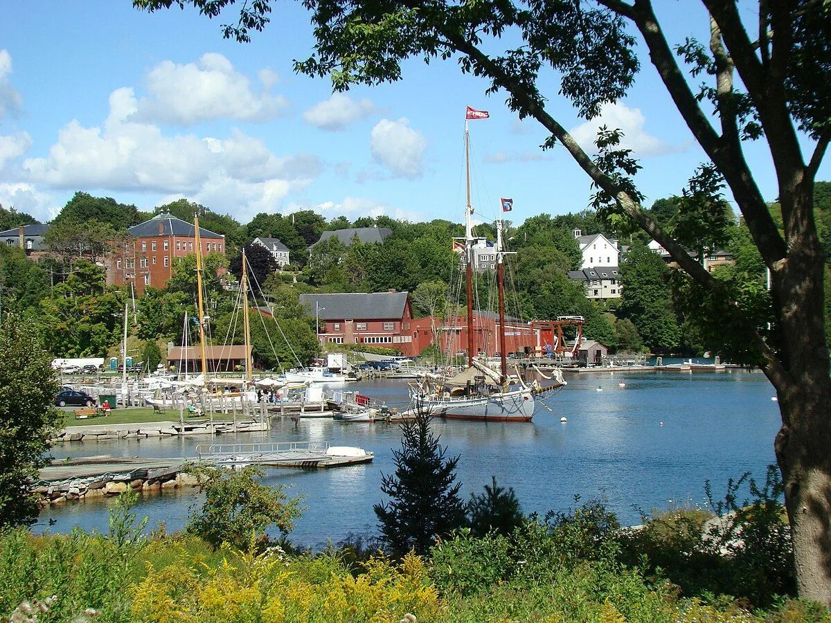 Nearby Rockport harbor at dusk